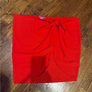 ShuShi Red Knot-Front Mini Skirt size S NWT